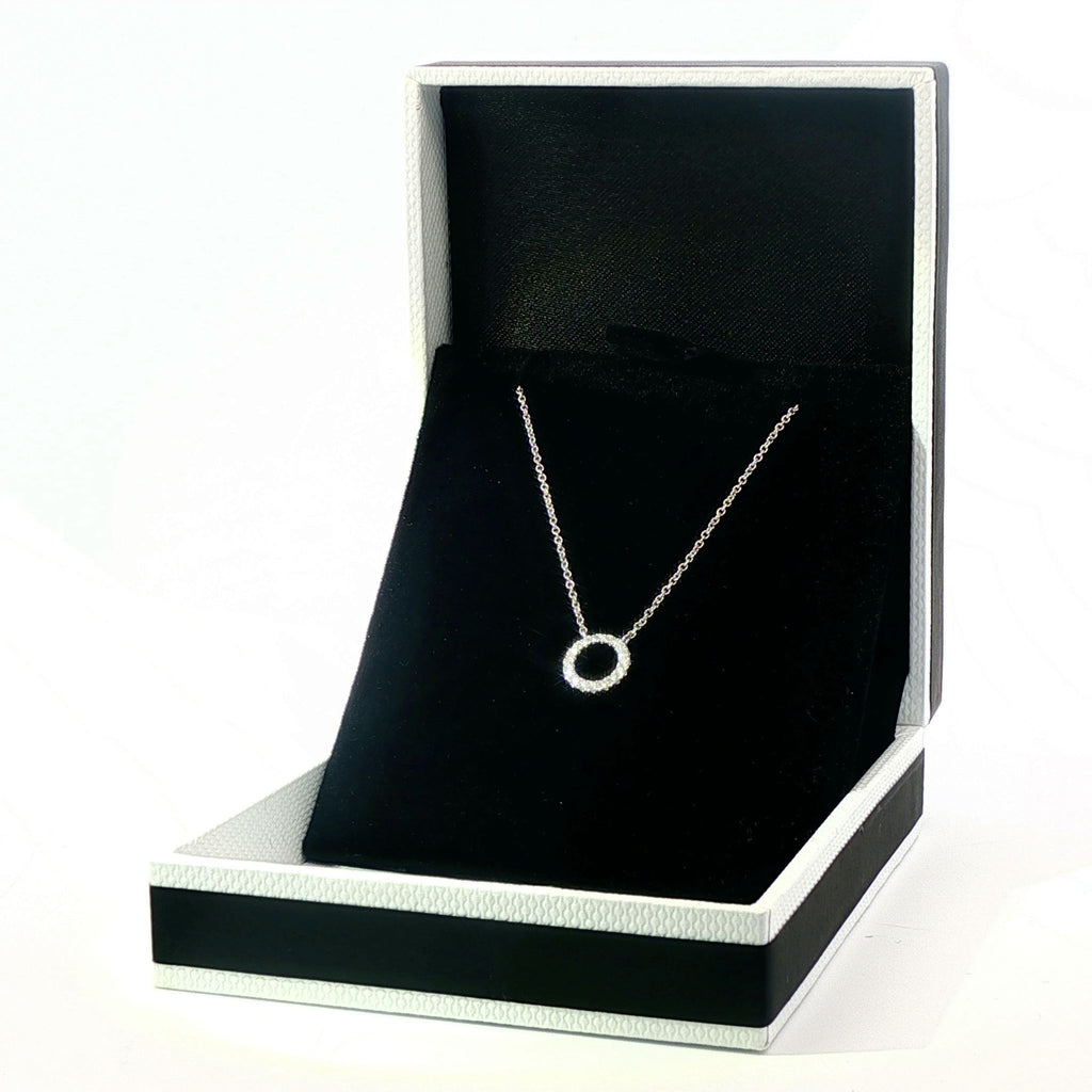 18k White Gold Halo Diamond Pendent - FREE NEXT DAY DELIVERY