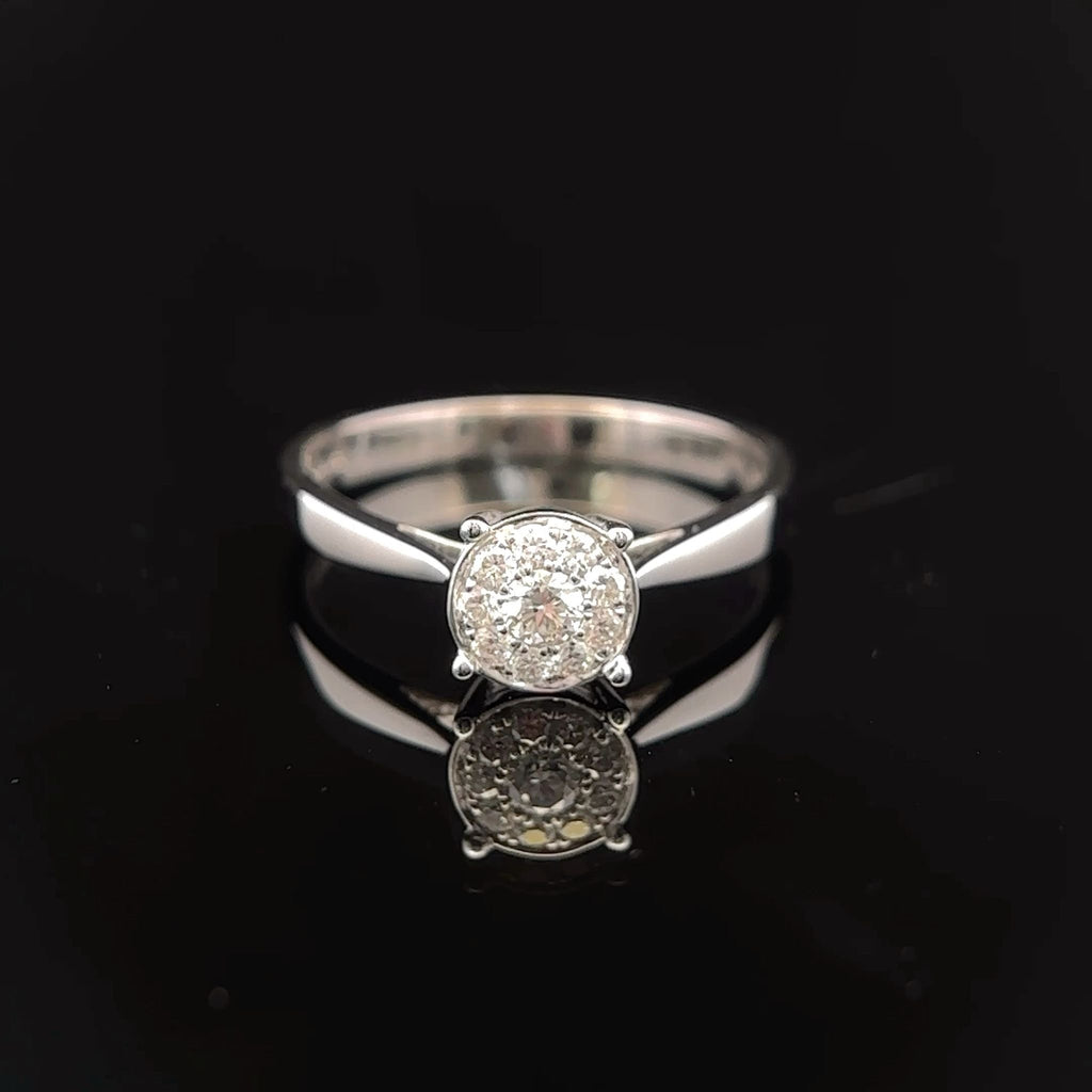 Cluster Solitaire 0.25ct Natural Diamond Engagement Ring