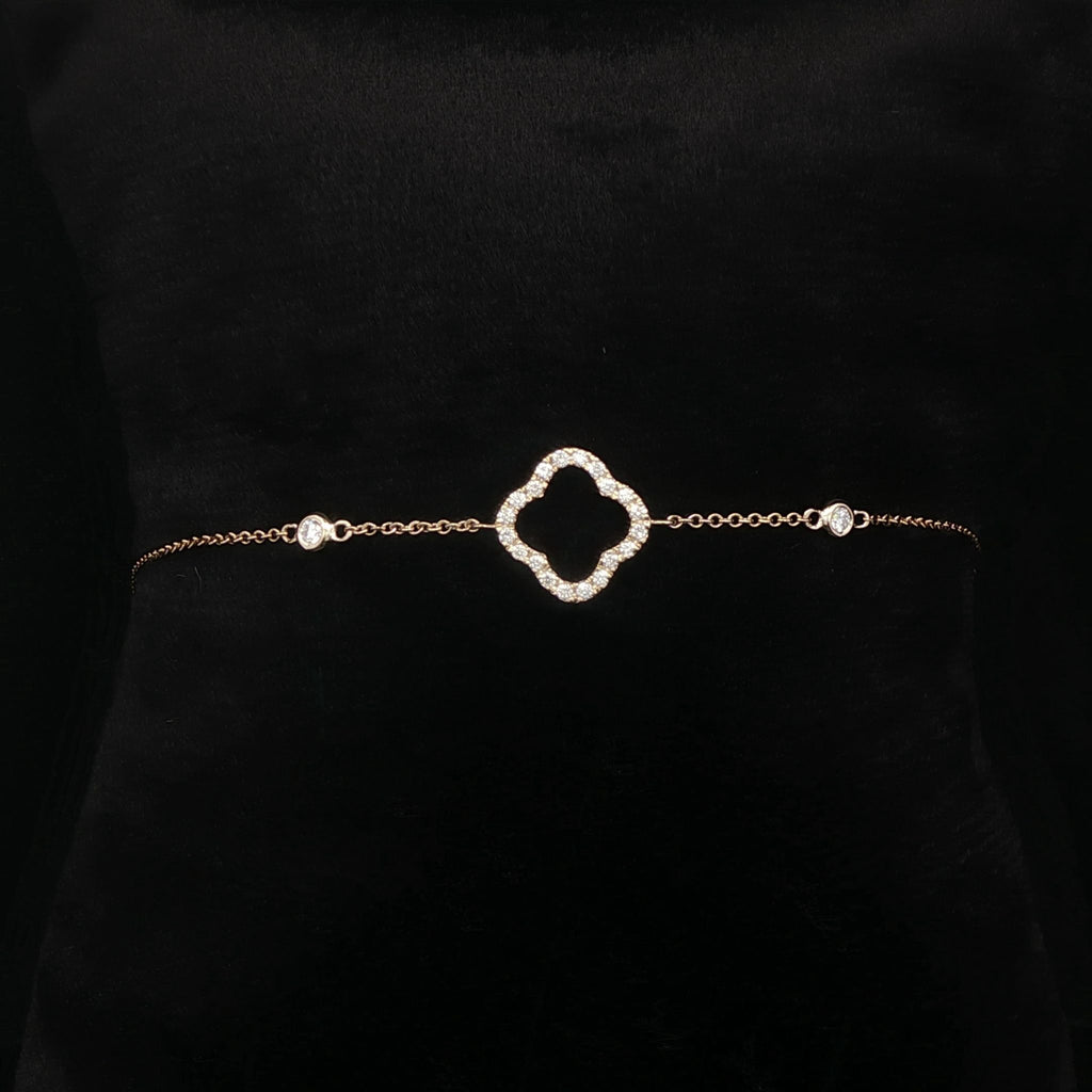 Four Leaf Clover Diamond Bracelet - 9k Yellow Gold - FREE NEXT DAY DELIVERY