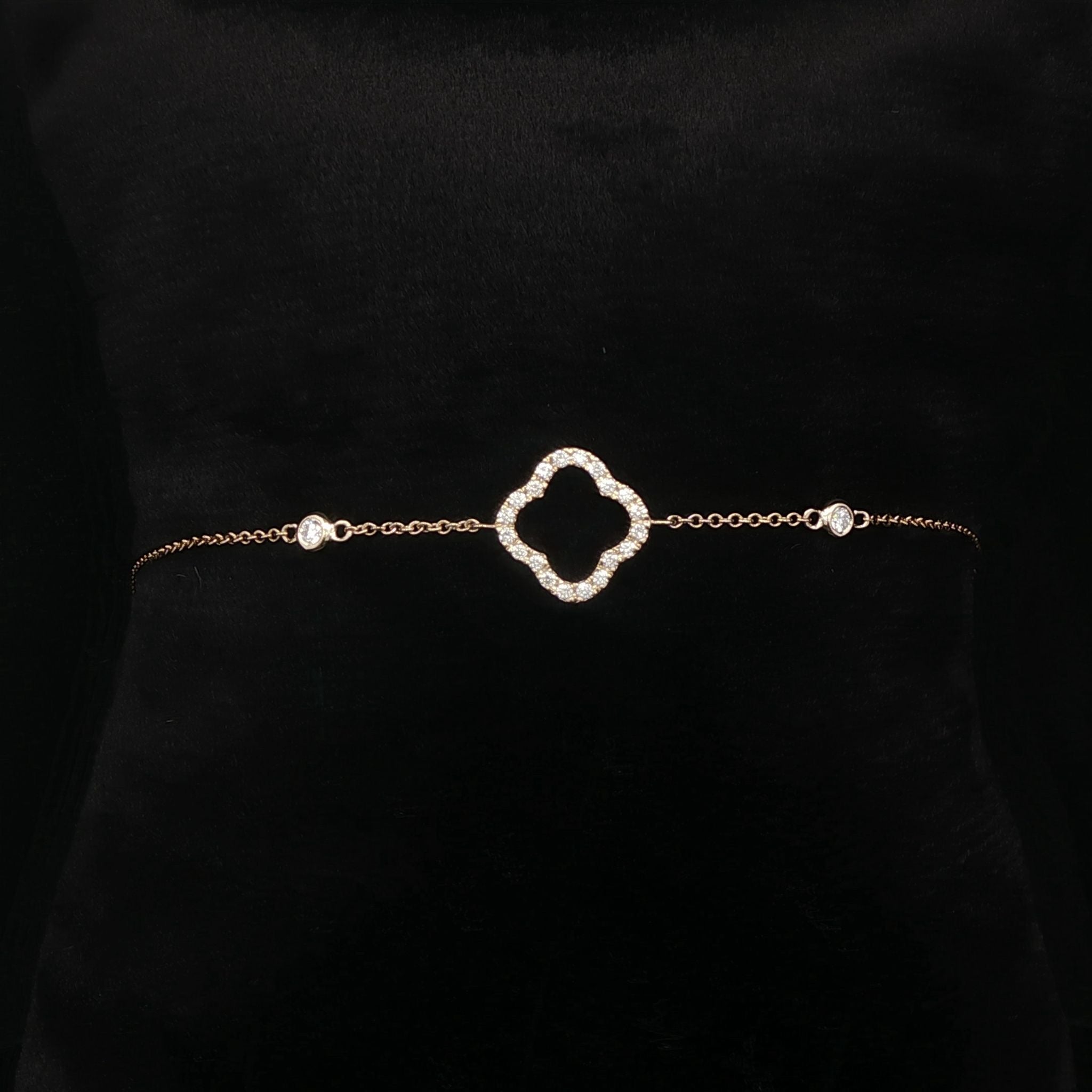 Four Leaf Clover Diamond Bracelet - 9k Yellow Gold - FREE NEXT DAY DELIVERY
