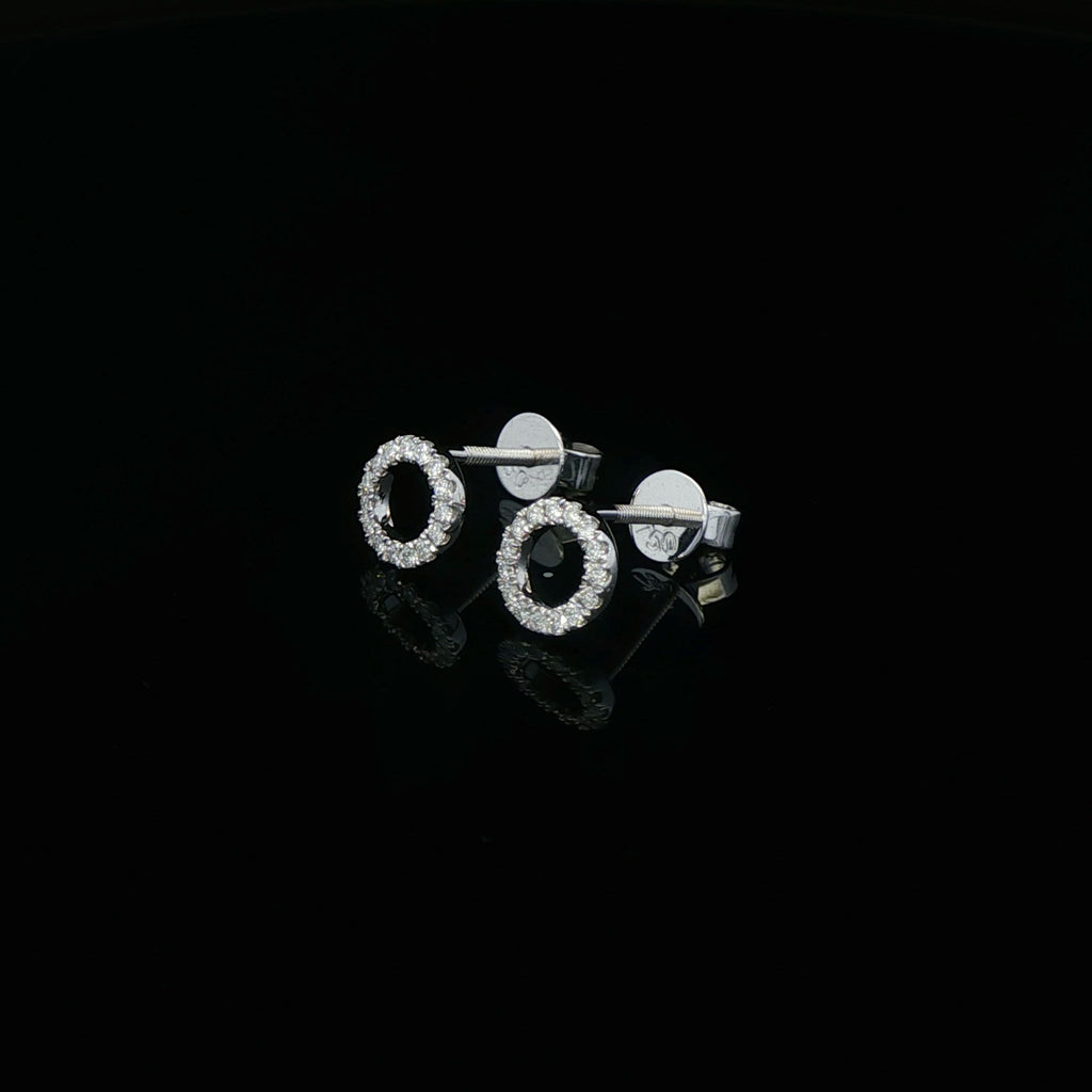 18k White Gold Halo 0.14ct Diamond Earrings - FREE NEXT DAY DELIVERY