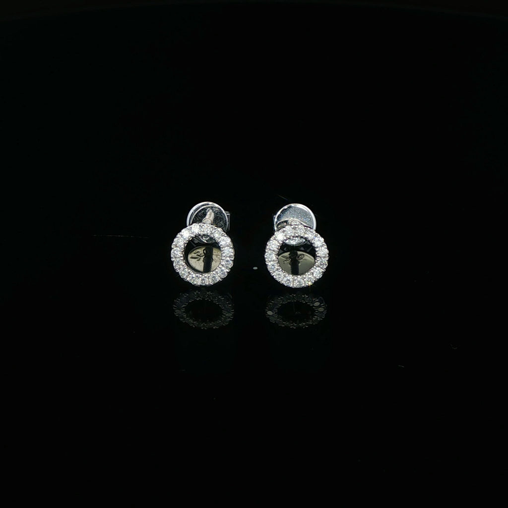 18k White Gold Halo 0.14ct Diamond Earrings - FREE NEXT DAY DELIVERY