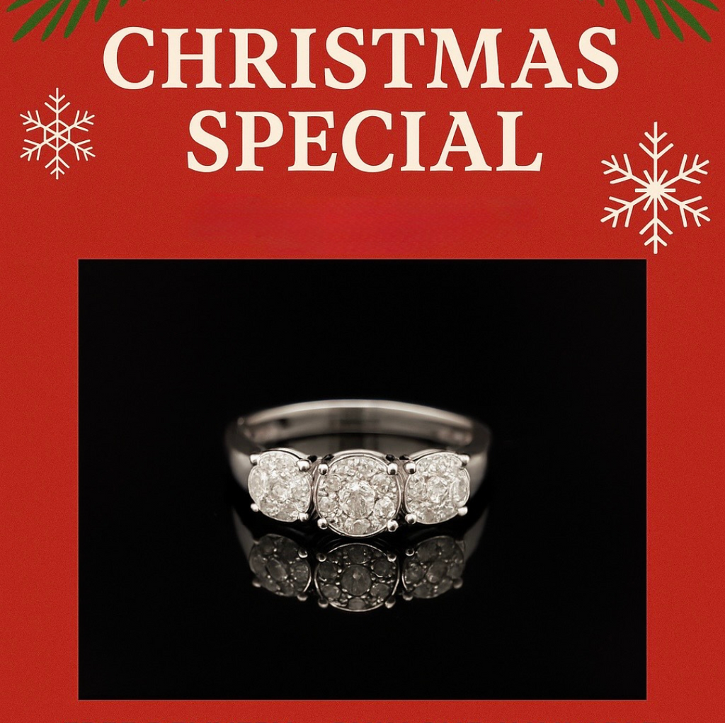 18k White Gold Three Stone 0.5carat Diamond