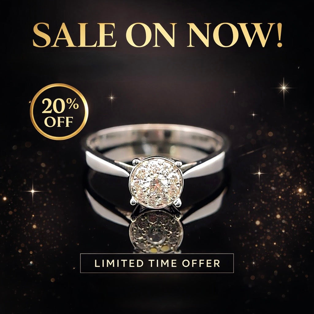 Cluster Solitaire 0.25ct Natural Diamond Engagement Ring