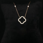 Four Leaf Clover Diamond Necklace - 9k Yellow Gold - FREE NEXT DAY DELIVERY