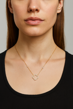 Four Leaf Clover Diamond Necklace - 9k Yellow Gold - FREE NEXT DAY DELIVERY