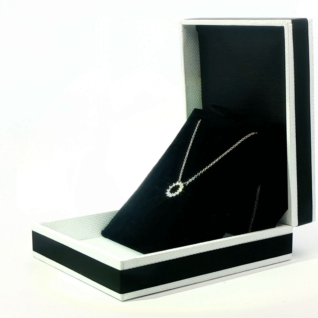 18k White Gold Diamond Halo Necklace