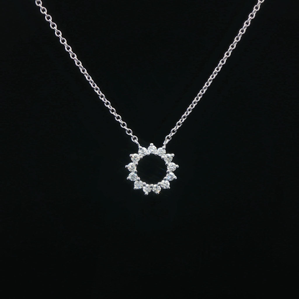 18k White Gold Diamond Halo Necklace