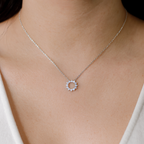 18k White Gold Diamond Halo Necklace