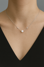 18k White Gold Pearl and Diamond Necklace