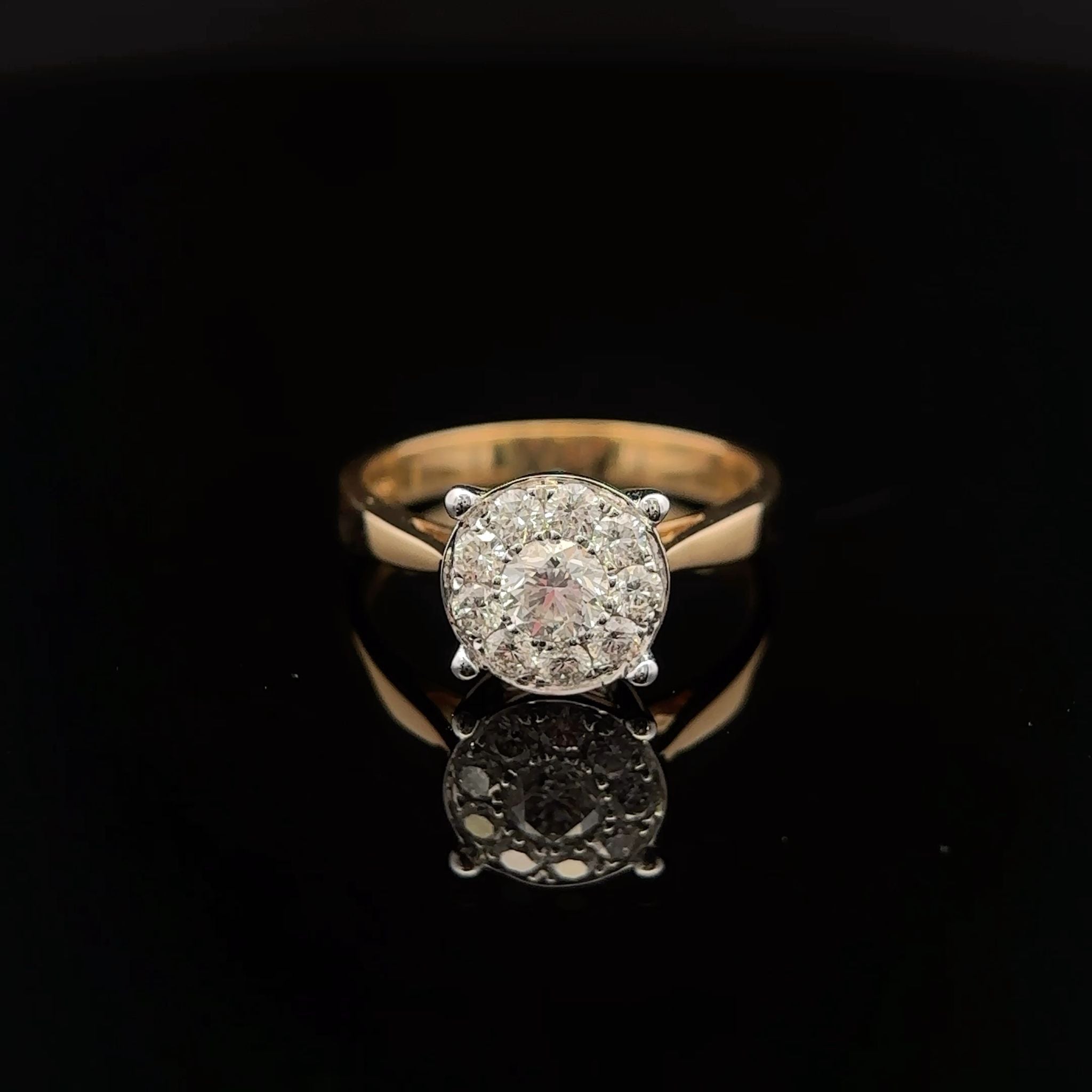 18k Gold Illusion 0.76c Diamond Cluster Ring