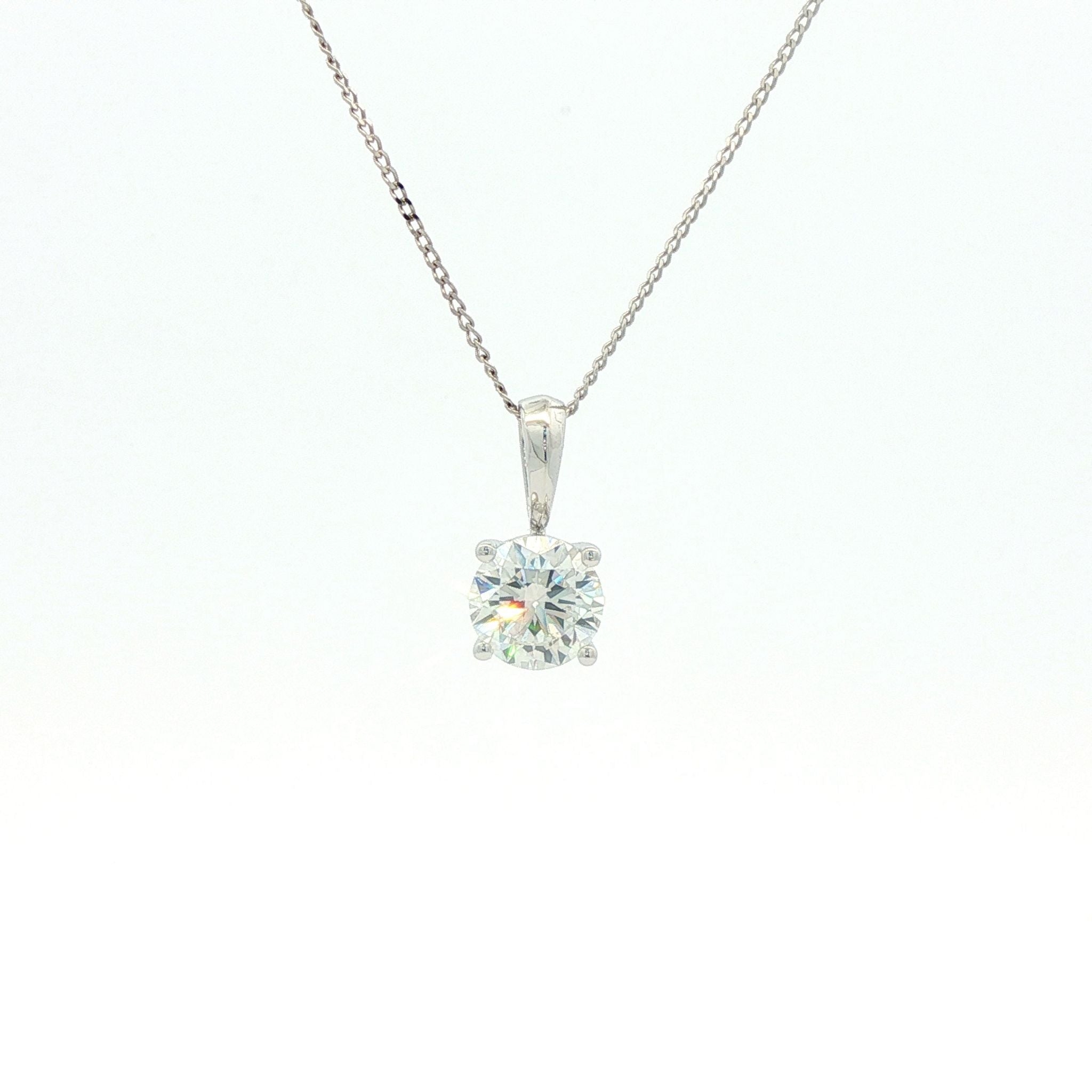 Diamond Necklace 1ct Lab in 9k White Gold