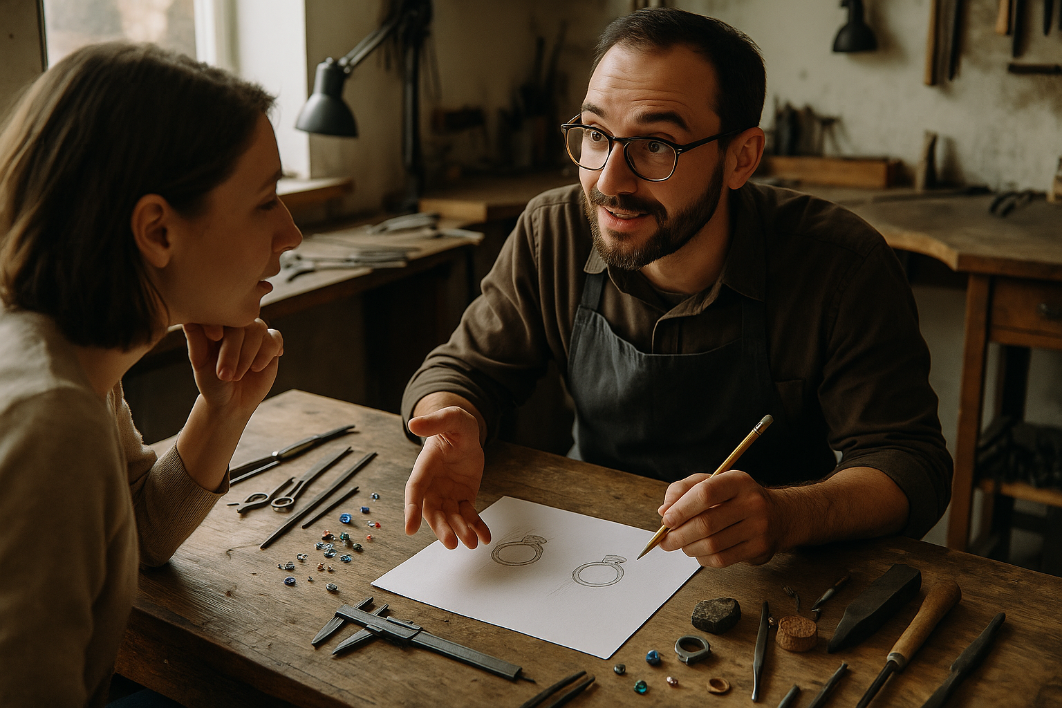make it look less staged and the jeweller is talking to the customer
