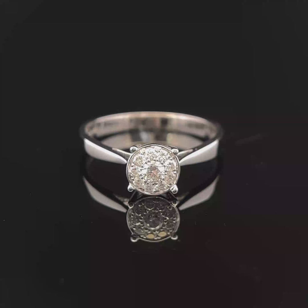 Cluster Solitaire 0.25ct Natural Diamond Engagement Ring