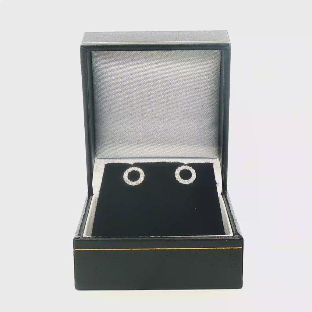 18k White Gold Halo 0.14ct Diamond Earrings - FREE NEXT DAY DELIVERY