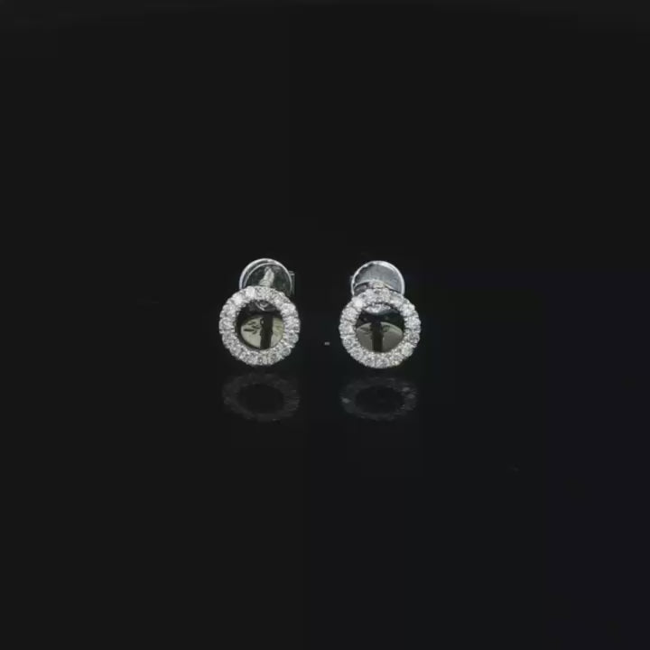 18k White Gold Halo 0.14ct Diamond Earrings - FREE NEXT DAY DELIVERY