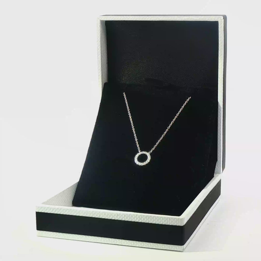 18k White Gold Halo Diamond Pendent - FREE NEXT DAY DELIVERY