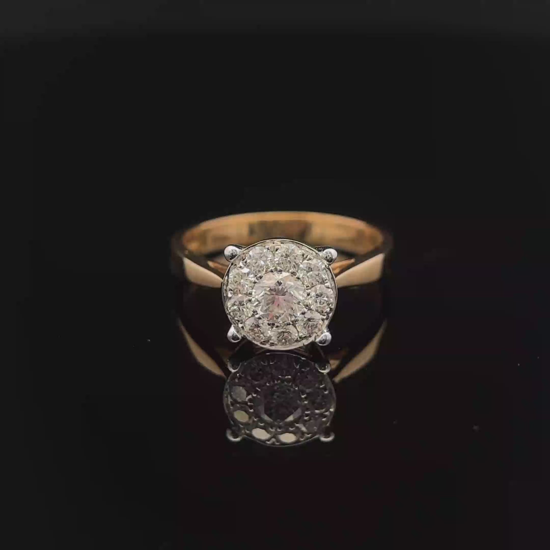 18k Gold Illusion 0.76c Diamond Cluster Ring